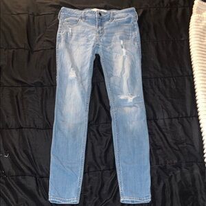 Hollister Blue Skinny Jeans Distressed Denim